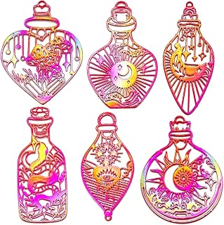 24pcs Wish Bottle Charms Hollow Filigree Wishing Bottle Pendants Mysterious Tarot Charm for DIY Earrings Bookmarks Hanging Decorations