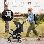 HONEY JOY Lightweight Stroller, Compact Travel Stroller for Airplane, Toddler Fold Pushchair w/Adjustable Canopy & Backrest, Storage Basket, Umbrella Stroller for Infants (Black)
