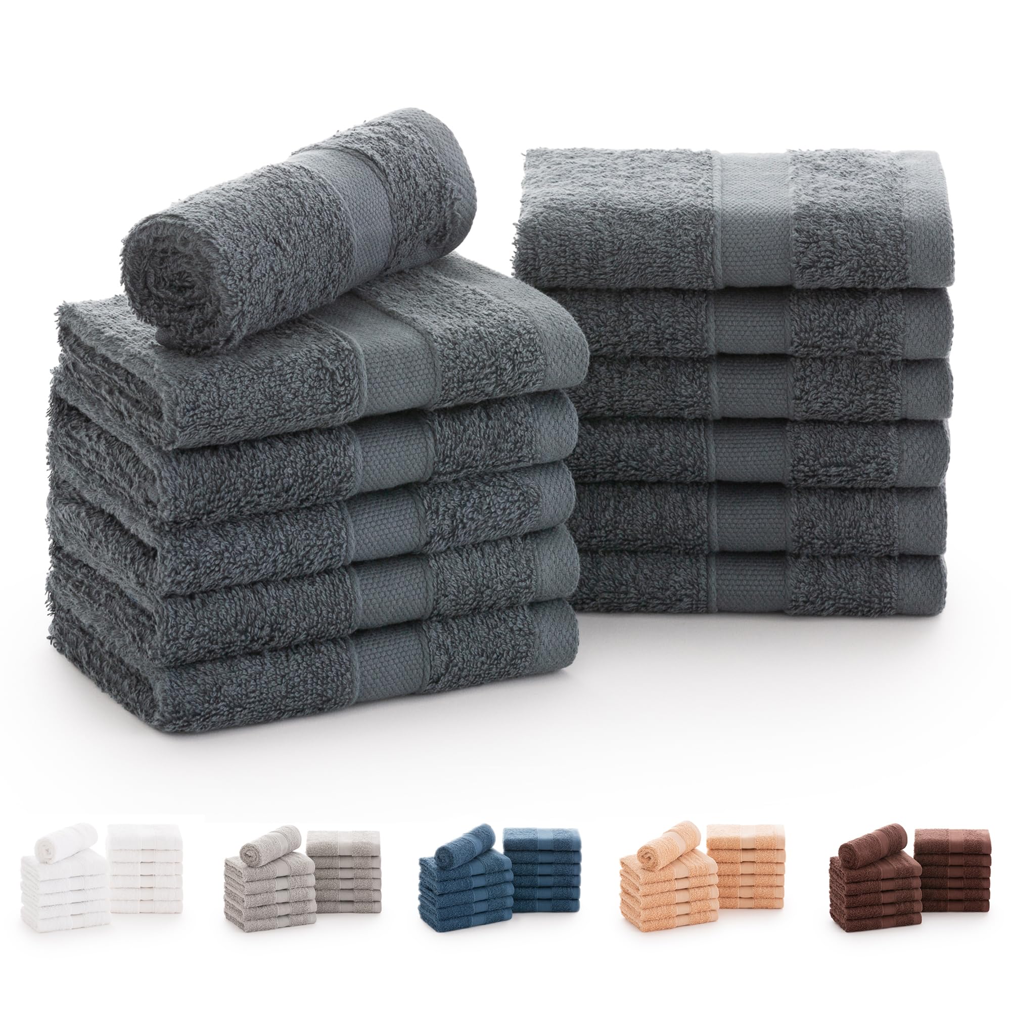 Todocama - Juego de 12 Toallas de Mano (30x30 cm) 100% Algodón Suave y Absorbente, 550 gsm Premium, (Blanco) — view 10