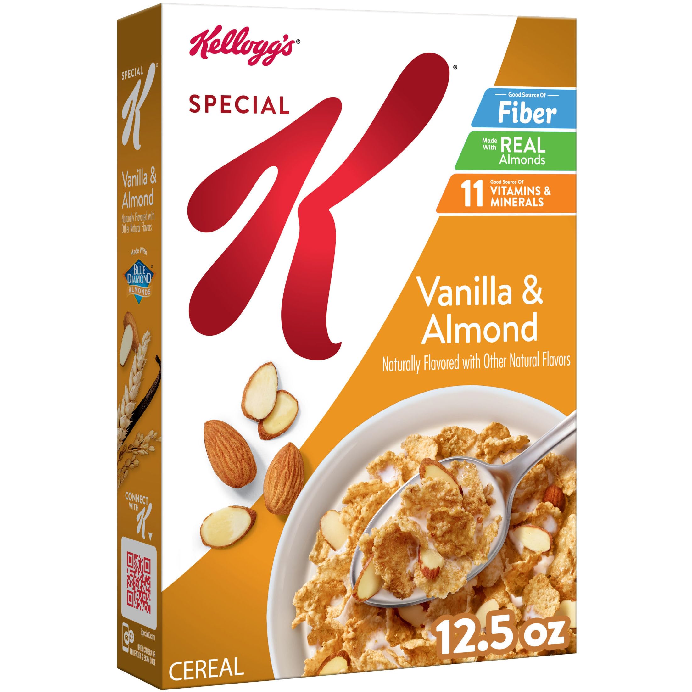 Kellogg's Special K Breakfast Cereal, Fiber Cereal, Family Breakfast, Vanilla and Almond, 12.5oz Box (1 Box)