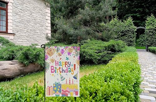 Miniatura 4 de HOSNYE Banderas de jardín de feliz cumpleaños, banderas de jardín de doble cara, banderas de jardín de 12 x 18 pulgadas para decoración de patio al
