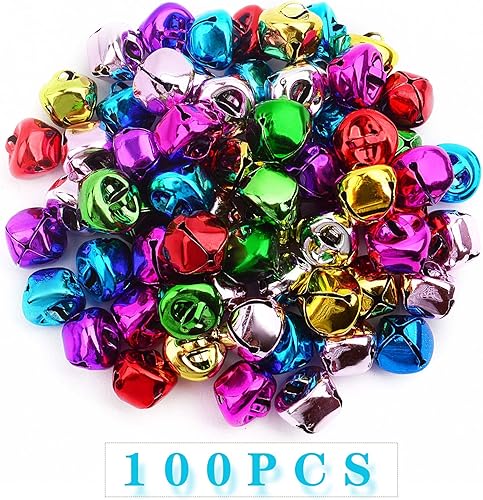 Miniatura 2 de BronaGrand 100 campanas de cruz pequeñas multicolores, cascabeles de Navidad, campanas de metal para manualidades, pulseras, collares, tejer, hacer