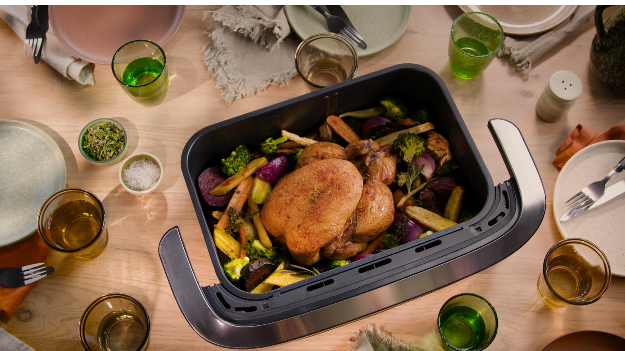 TEFAL EY9228E0 Dual Easy Fry Flex, frytkownica na gorące powietrze, FlexCook, ścianka działowa, 2700W, pojemność 9 l, 7 różnych trybów, 2 niezależne strefy gotowania, czarna,