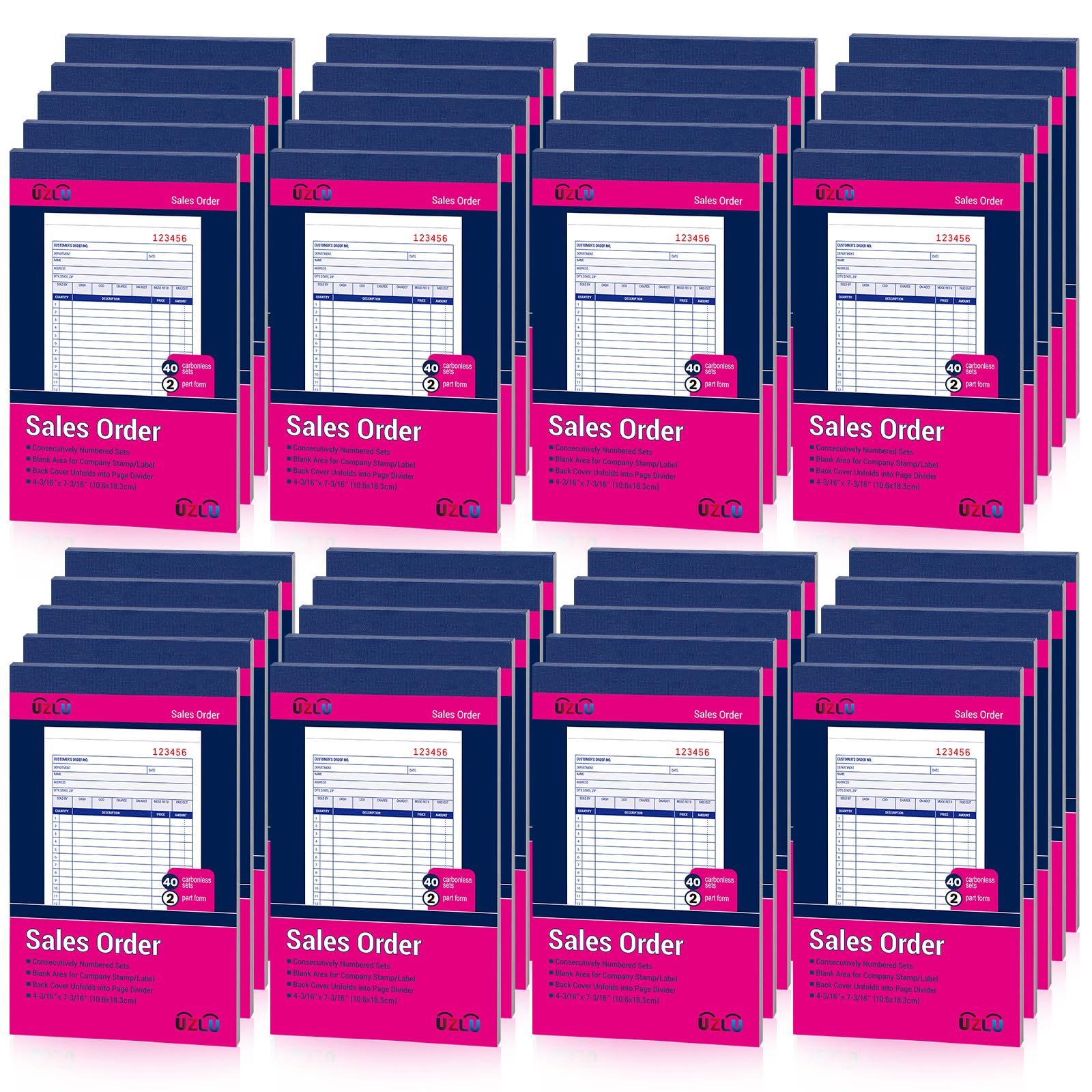 40 Stück Verkaufsbuch Großpackung, 2-teiliges selbstdurchschreibendes Verkaufsbuch, weiß/gelb, 11,4 x 19,5 cm, Allzweck-Verkaufsbuch für kleine Unternehmen und Dienstleister, 40 Sets pro Buch