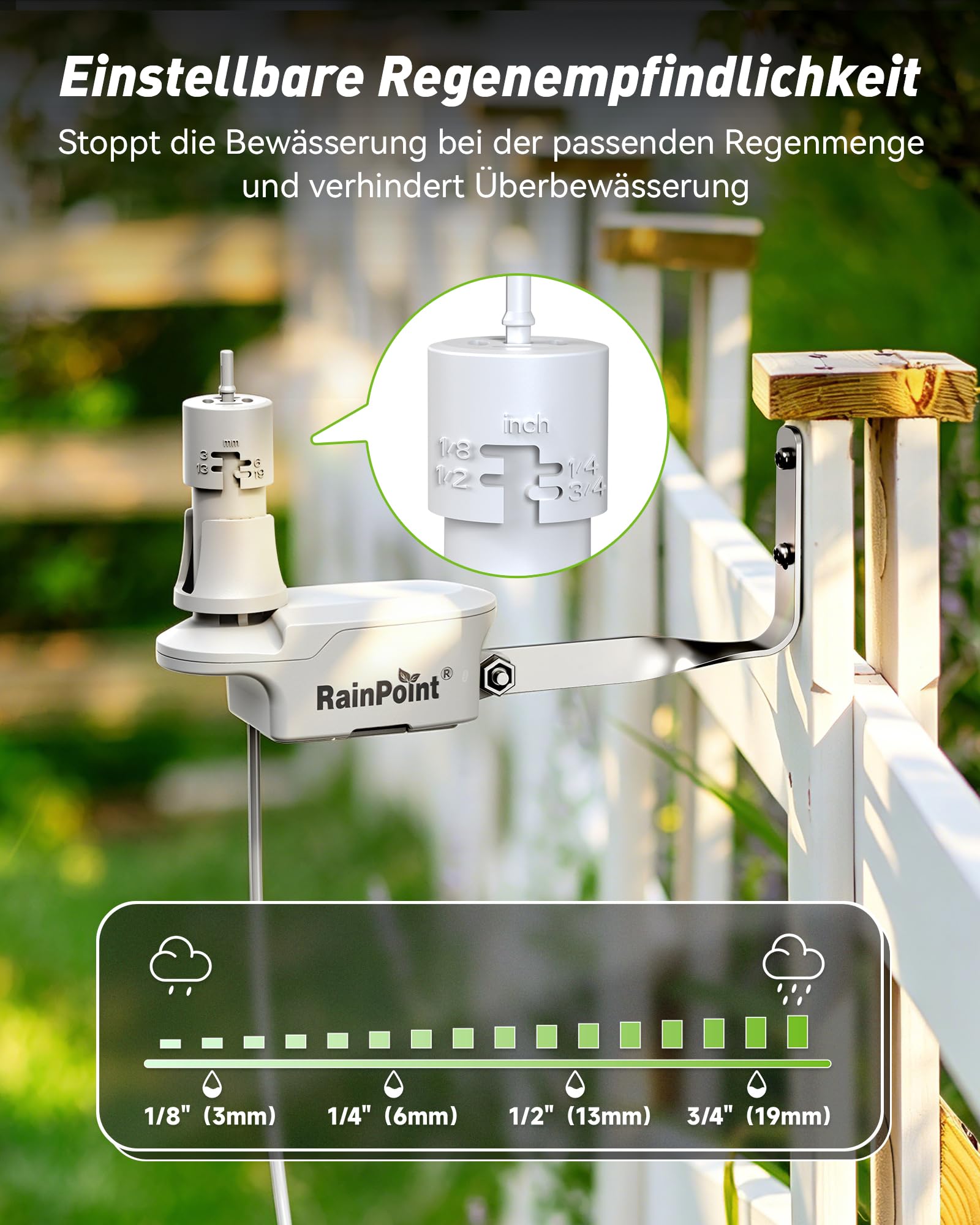 RAINPOINT Bewässerungscomputer mit 2 Ausgängen, großes All-in-One LCD-Display, 2-Zonen Zeitschaltuhr Set mit Regensensor, automatischer Regenstopp, Regenverzögerung, IP65 wasserdicht für Garten