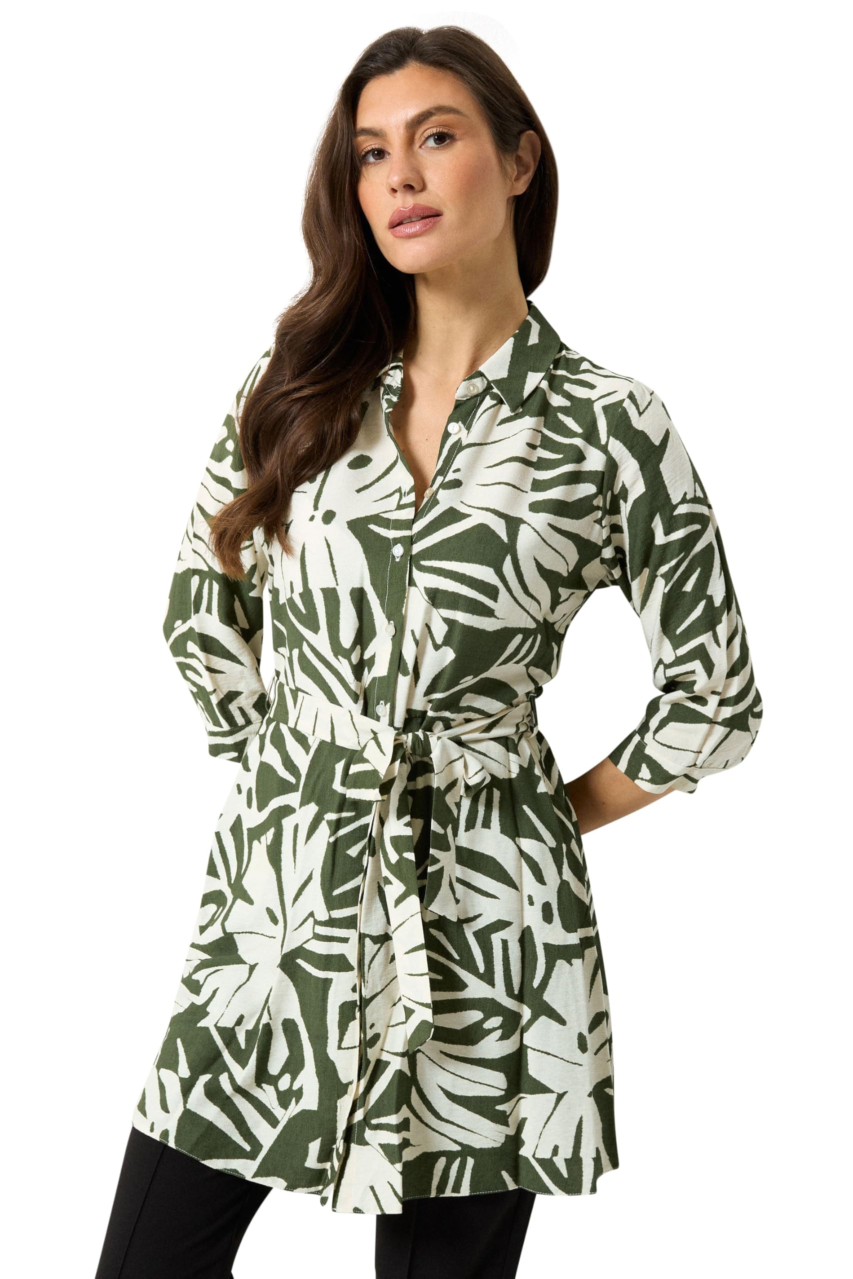 M&Co Women's Leaf Print Tunic Shirt | Size: 16