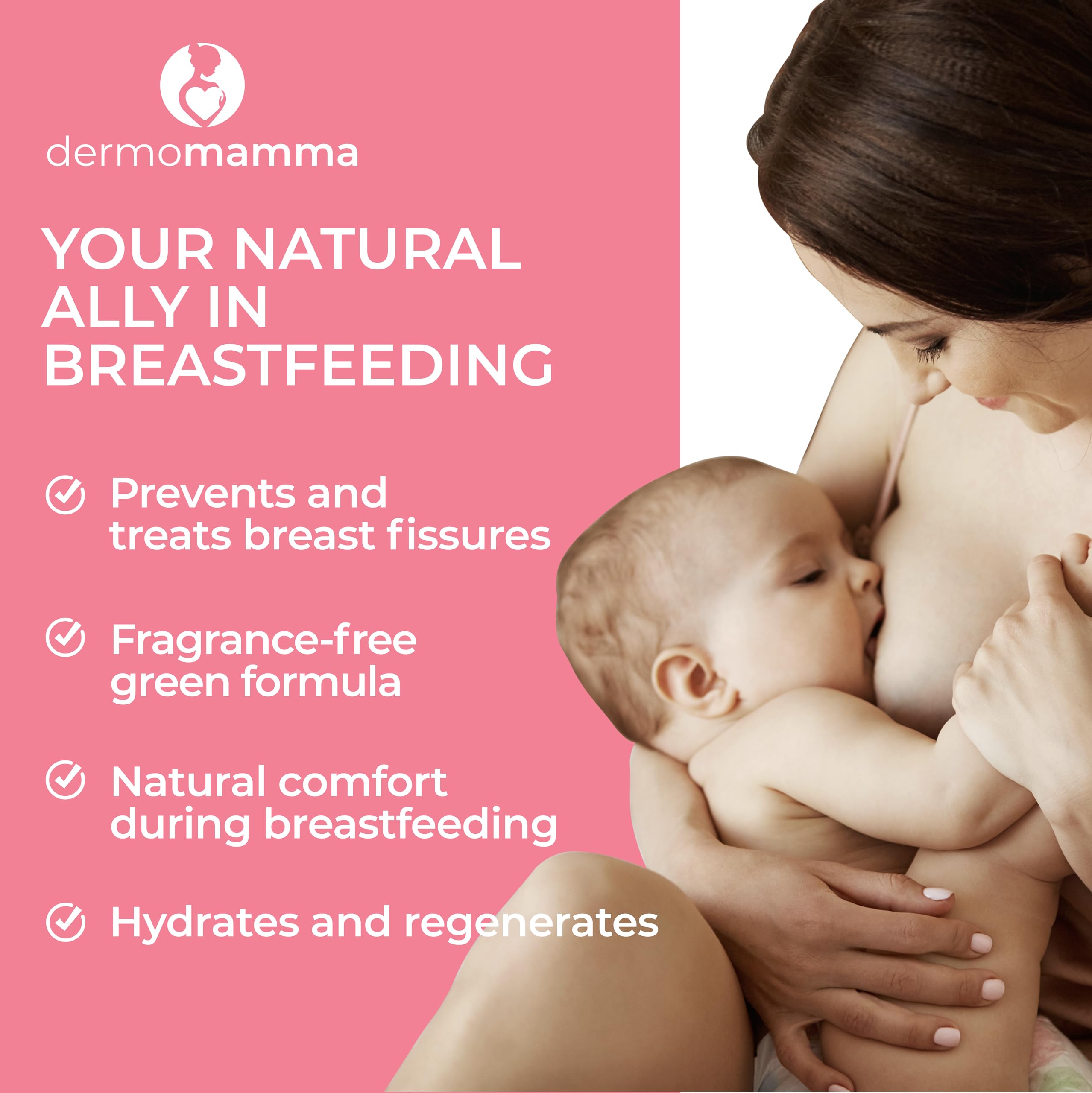 DERMOMAMMA -Breast Crack Cream with 3% Vitamin E, Organic Olive Oil, Aloe Vera, for Natural Breastfeeding Fragrance-Free - Image 2
