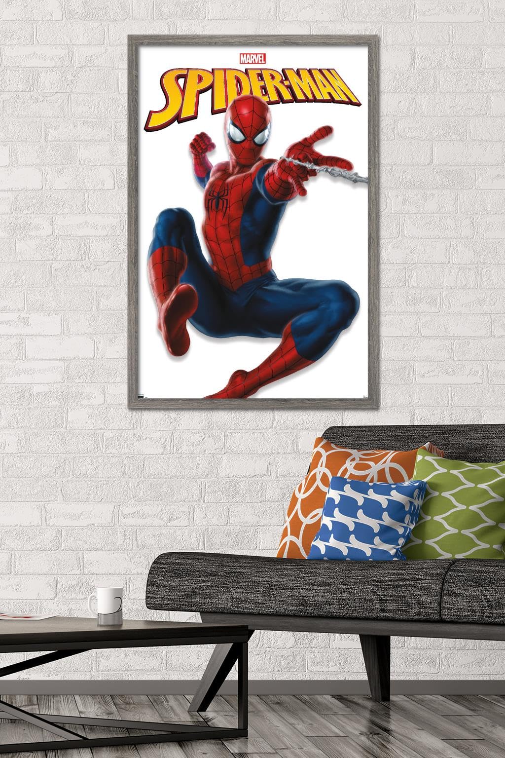 Trends International Marvel Comics - Poster da parete, serie Spider-Man, 56,8 x 86,4 cm, versione incorniciata Barnwood
