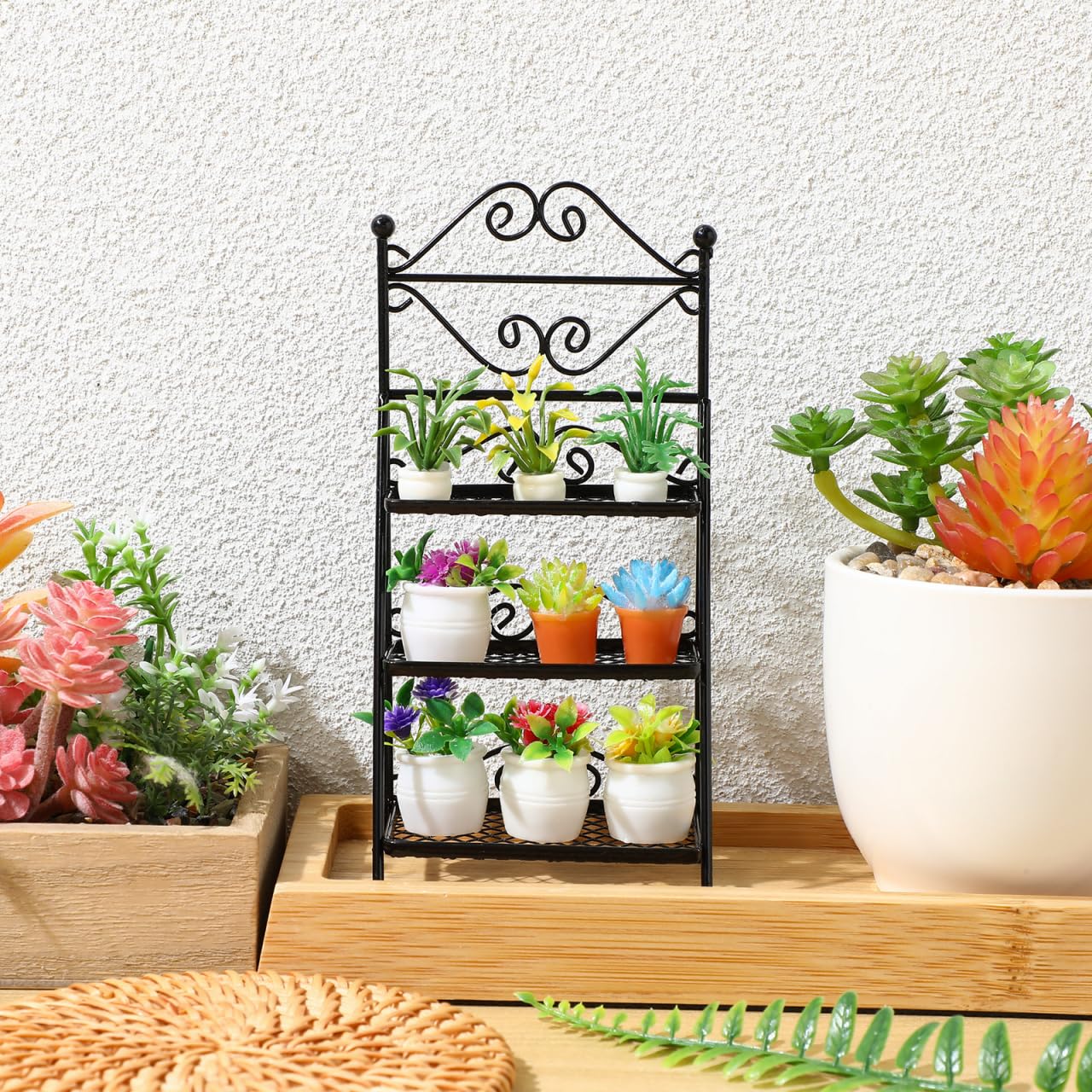 PrettyLife Casa de muñecas en miniatura, plantas en maceta, 2 unidades, flores artificiales, cesta de bonsái para mini casa de muñecas 1:12, modelo de escena de micro decoración de paisaje PrettyLife Casa de muñecas en miniatura, plantas en maceta, 2 unidades, flores artificiales, cesta de bonsái para mini casa de muñecas 1:12, modelo de escena de micro decoración de paisaje