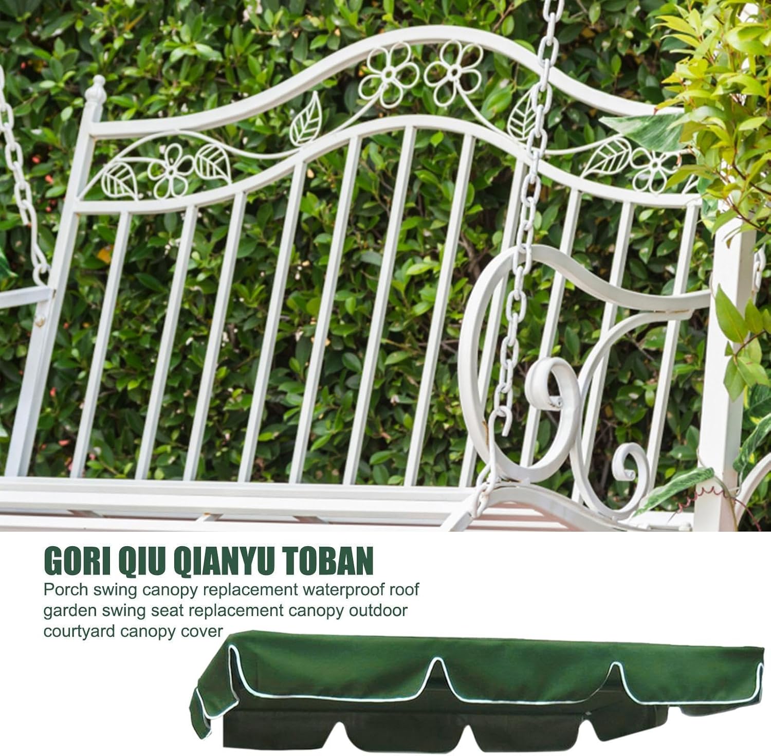 Swing Canopy Replacement - Weatherproof Seat Cover, Heavy Duty Outdoor Swing Canopy Top Shade Cover, Fade Resistant Protective Roof Replacement, Garden Playground Backyard Yard Patio