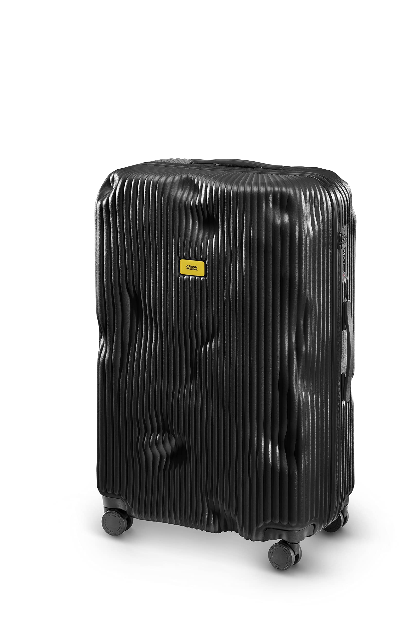 CRASH BAGGAGE Stripe Trolley Suitcase | Black | Size - Large