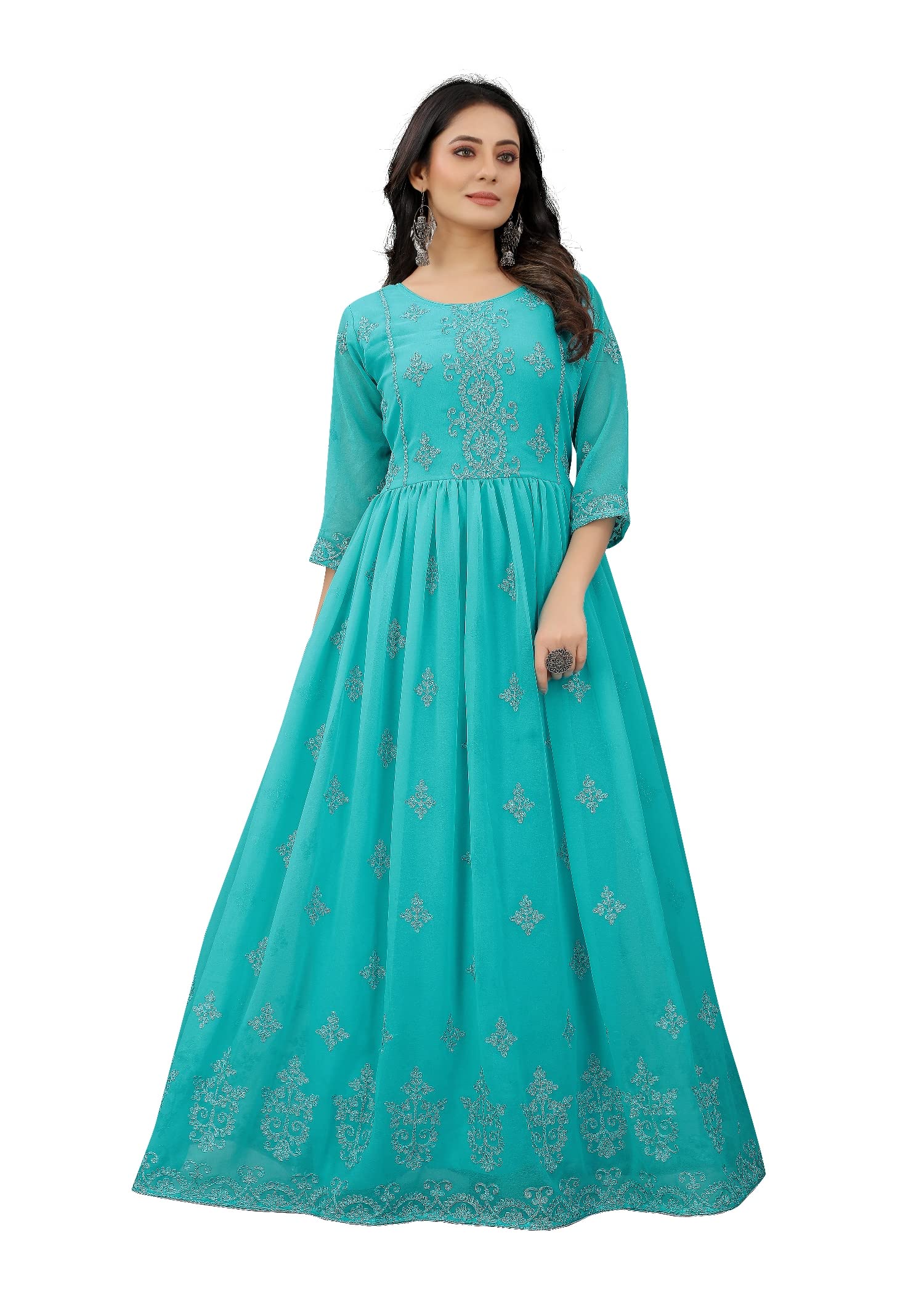 JULEEWomen's Georgette Embroidered Readymade Gown-Jini Gown