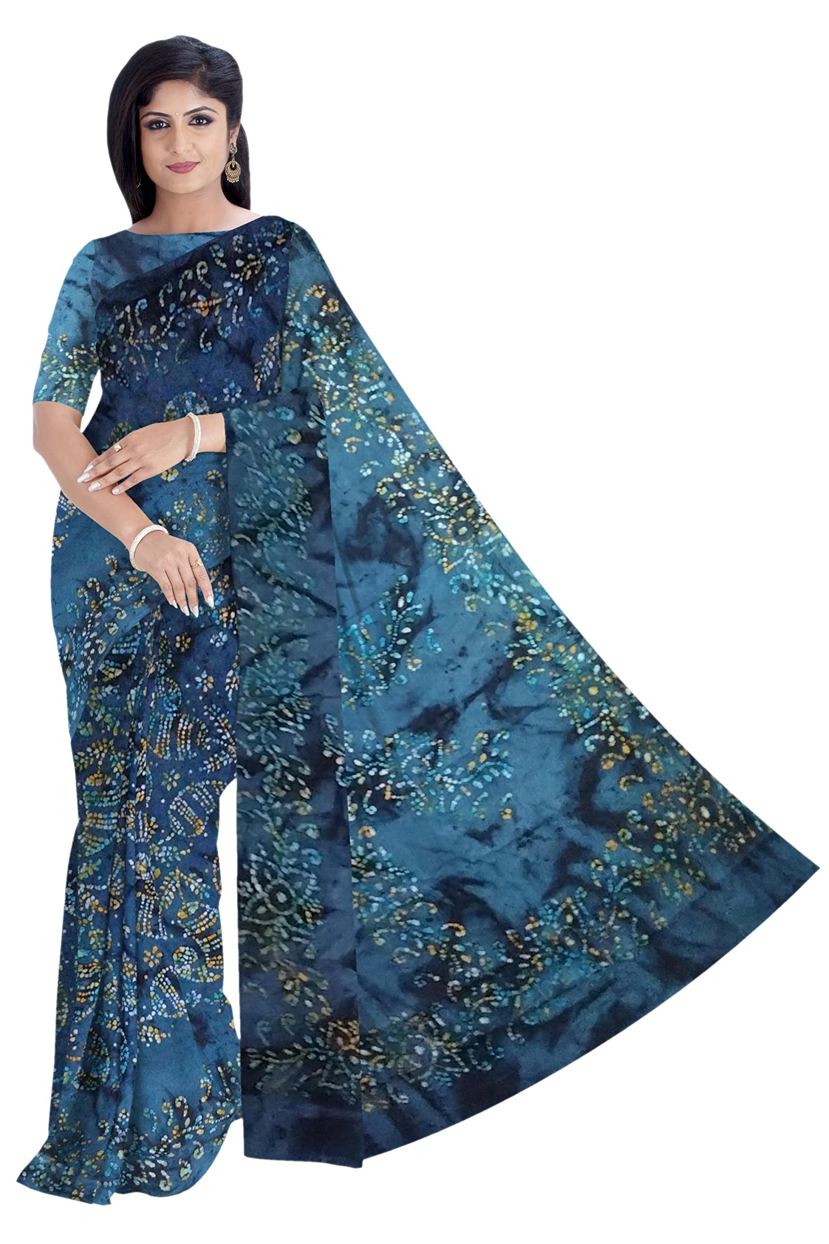 JJ SAREES women's rabbit wax design pure handloom soft cotton saree with blouse piece (multi colour-02)
