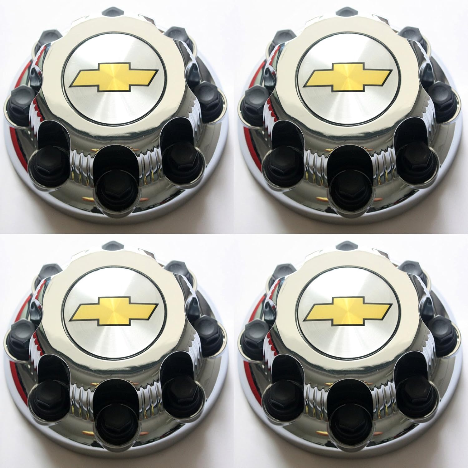 Center Caps for Chevy & GMC 8 Lug Nuts, 4pc Set of Chrome