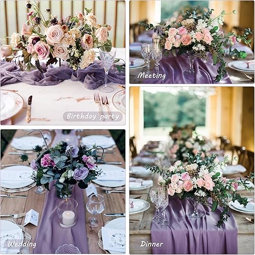 Miniatura 6 de Paquete de 12 caminos de mesa de gasa de 10 pies de 35 x 120 pulgadas, camino de mesa de gasa bohemio, tela de queso rústico, caminos de mesa largos