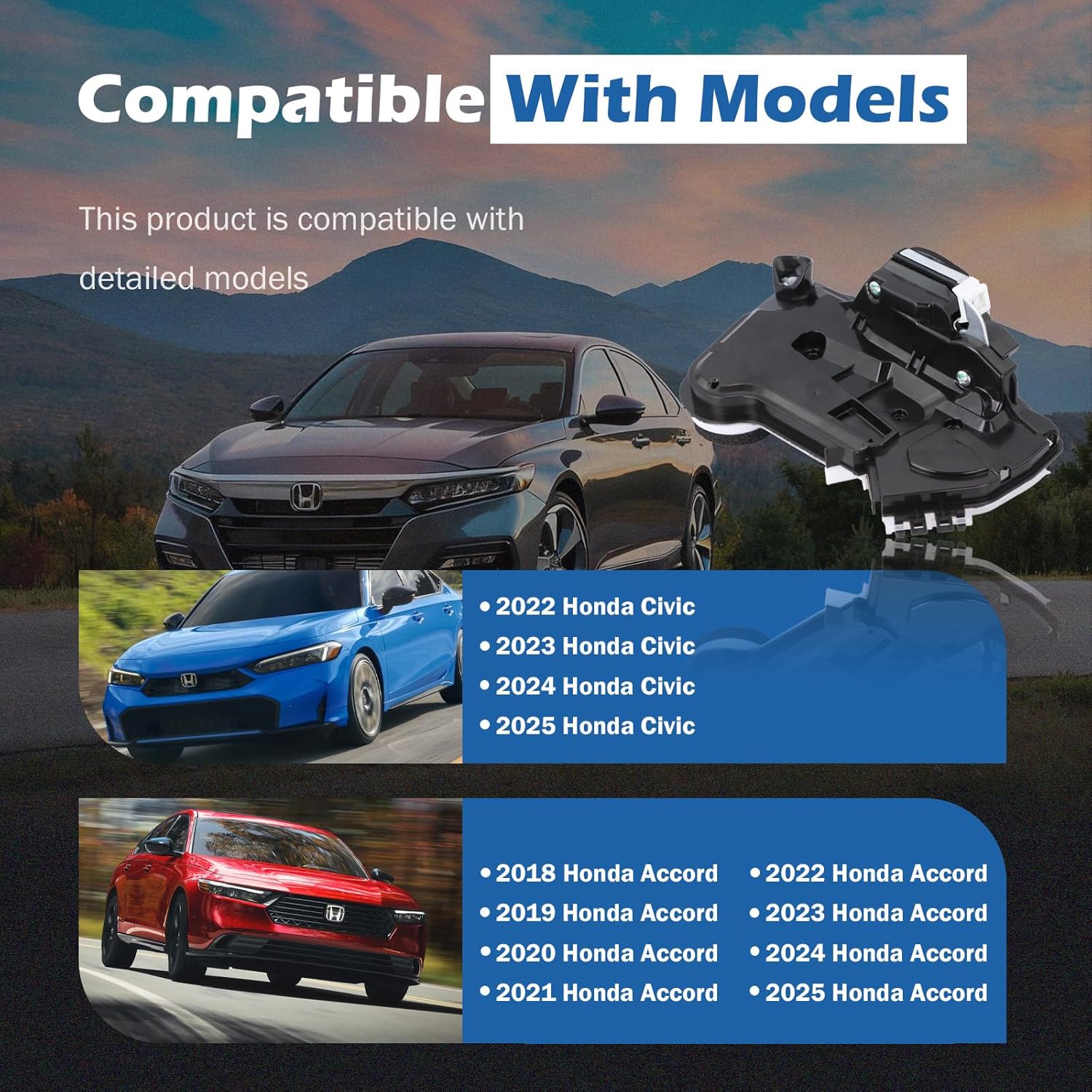 Front Left Driver Side Door Latch Lock Actuator 72150-TVA-A02 Fit for 2022-2025 Honda Civic 2018-2025 Accord