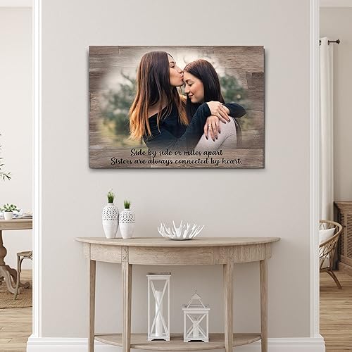 Tailored Canvases Decoración de pared personalizada para hermanas, lienzo impreso para hermana, prima, amigos, familia, regalo personalizado único
