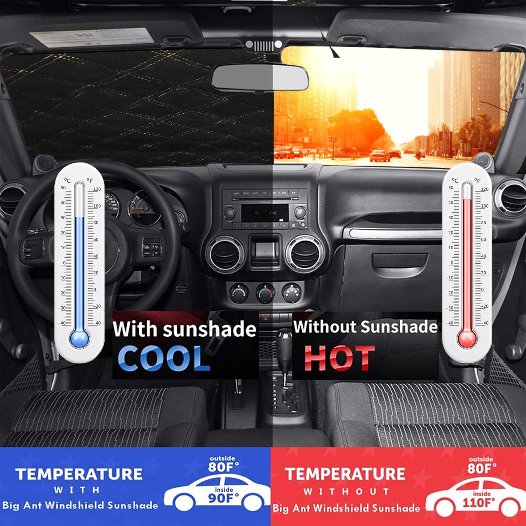 Parasole Auto Parabrezza, Pieghevole e Portatile, 178 x 124 cm, Argento, Universale per Auto, SUV e altri, Magnetico
