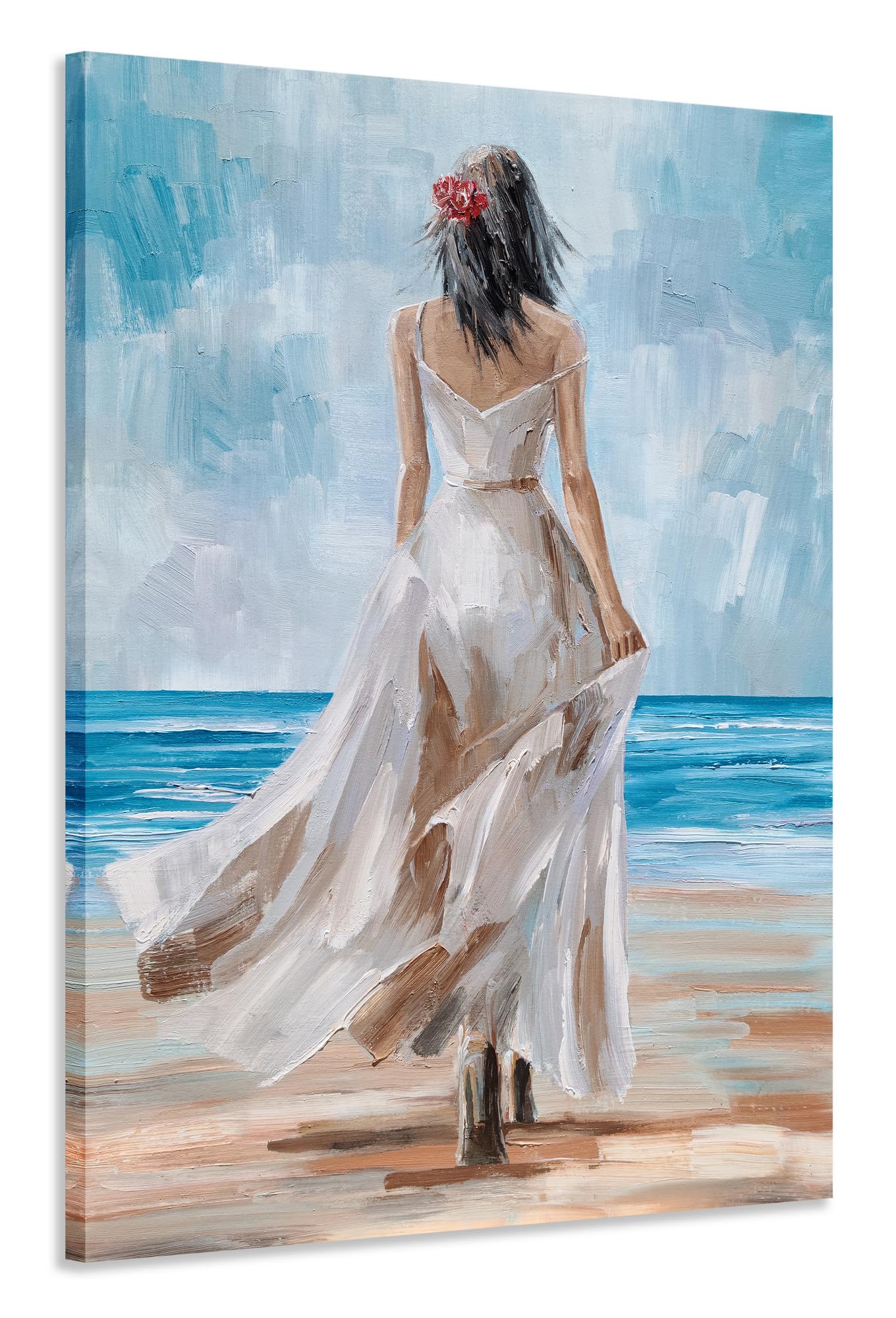 Amazon.com: GALLERIEDECO Lady on Beach Wall Art
