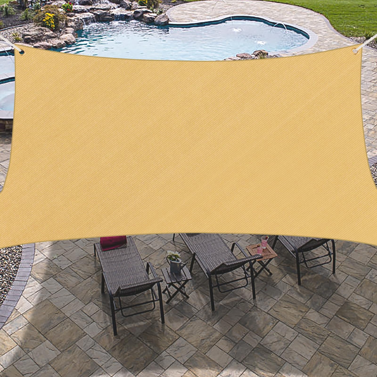 OutdoorLines Rectangle Sun Shade Sails for Patios 5 x 8 ft (Straight Edge) Sun UV Blocking Outdoor Canopy, Sunshades for Backyard, Lawn and Garden and All Outdoor Activities, Sand