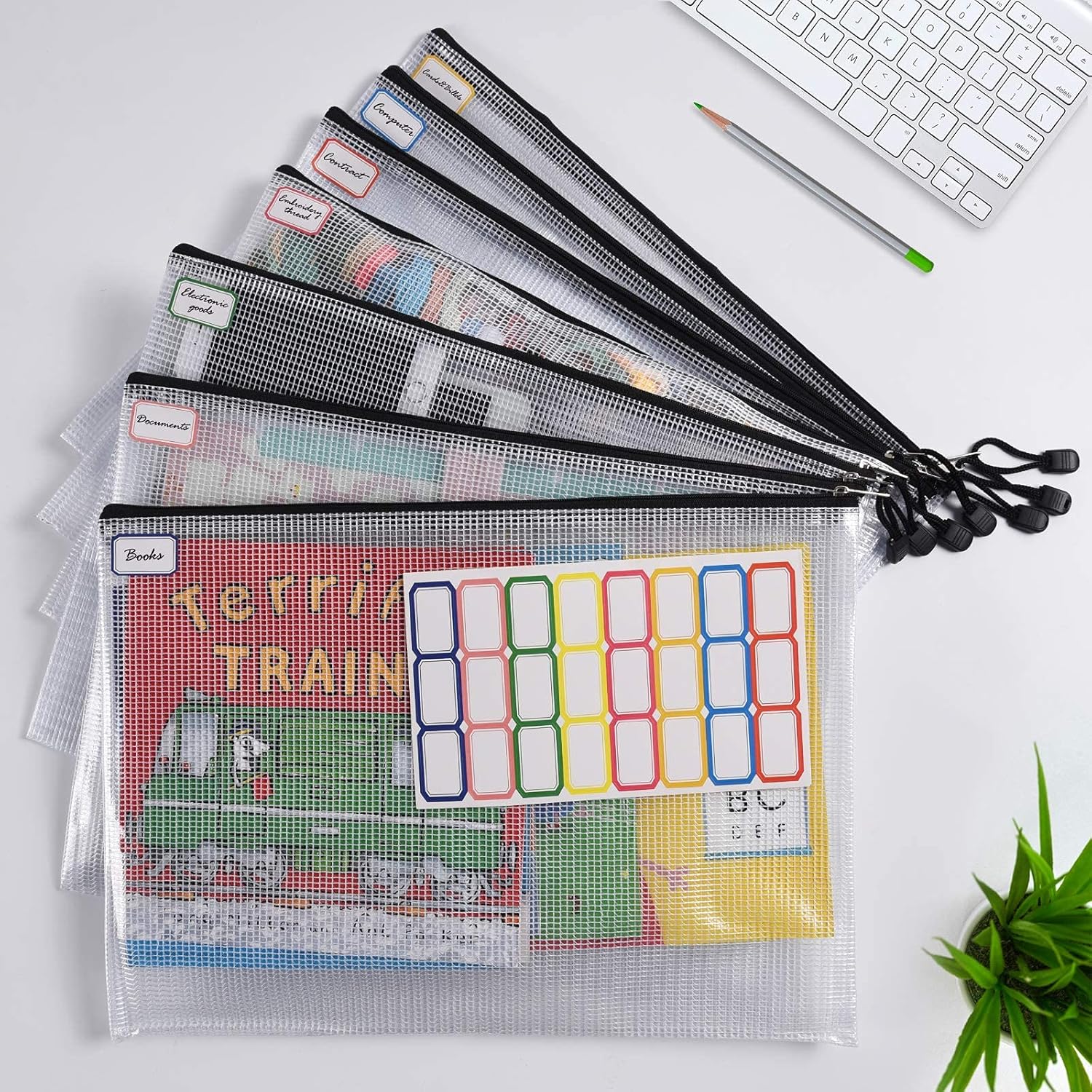 A4/A5 SizePlastic Mesh Zip File Bags, Waterproof Tear-Resistant Document File Folders,Zipper Documents Pouch Document Organizer Bags for School Office Home Travel Storage