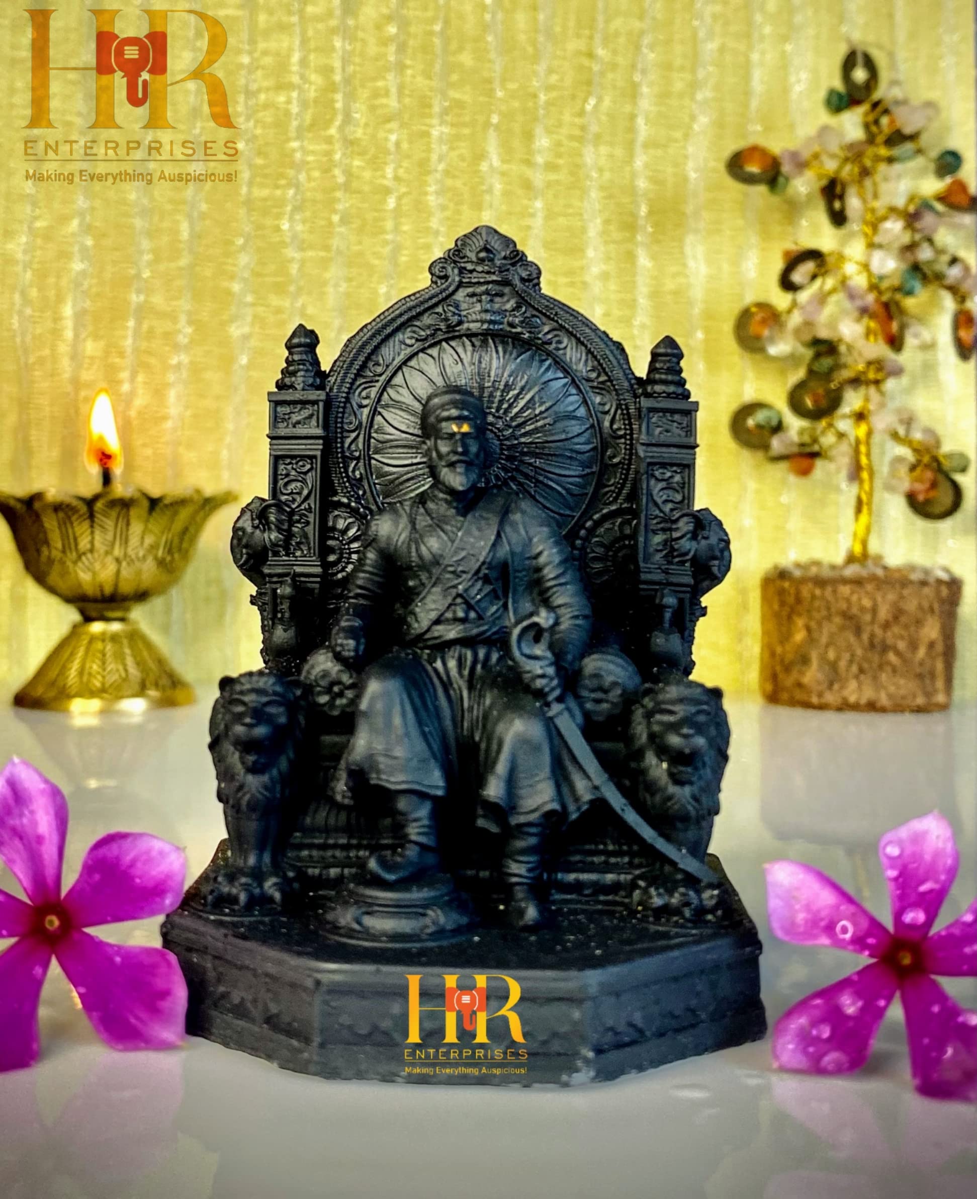 HR Enterprises –(SM 301 Chhatrapati Shivaji Maharaj Statue | Premium Shivaji Murti for Home & Office Décor | Ideal Gift & Car Showpiece | Elegant Black Sculpture