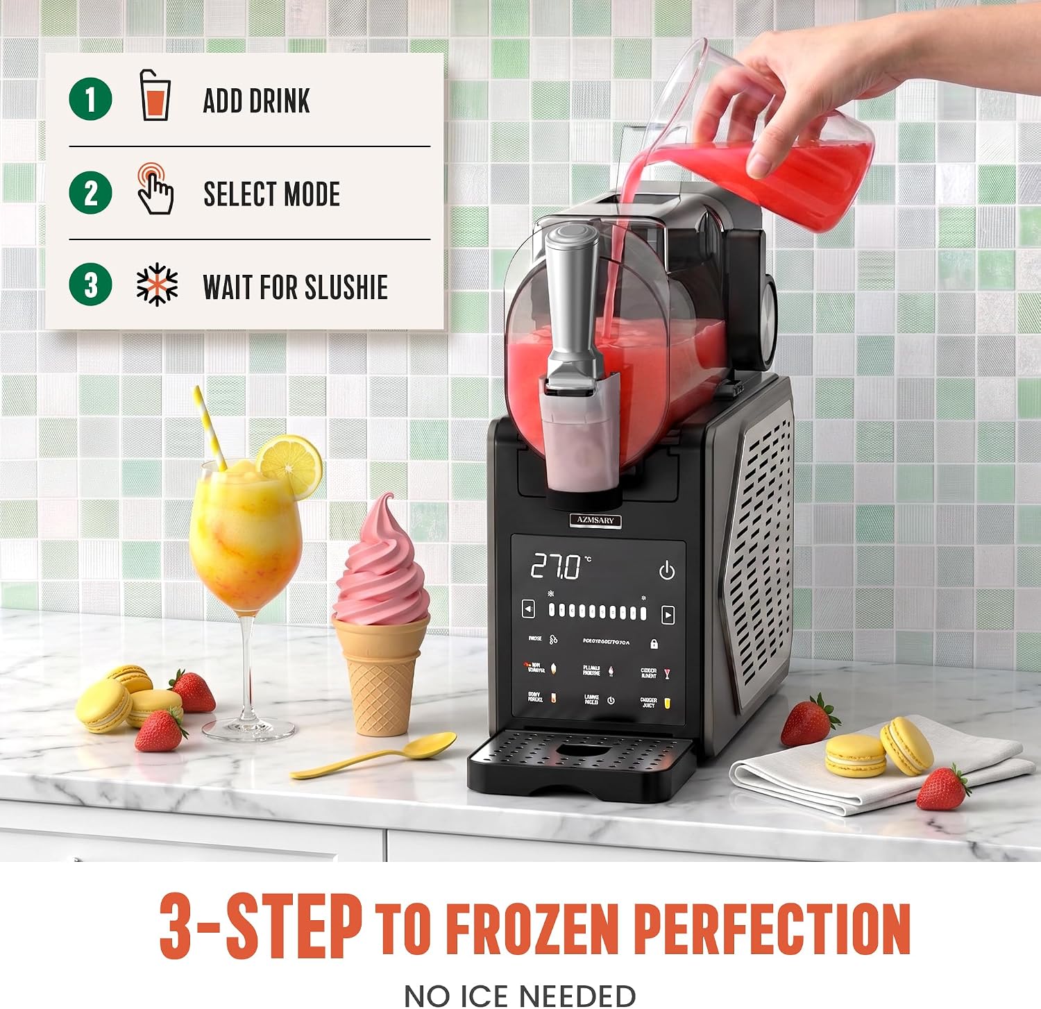 Slushie Machine & Ice Cream Maker, 85oz Larger Slushie Machine for Home with LED Display, 6 Preset Programs | Auto-Clean, Frozen Drink Machine for Margaritas, Frappes & Smoothies, No Ice Needed thumbnail