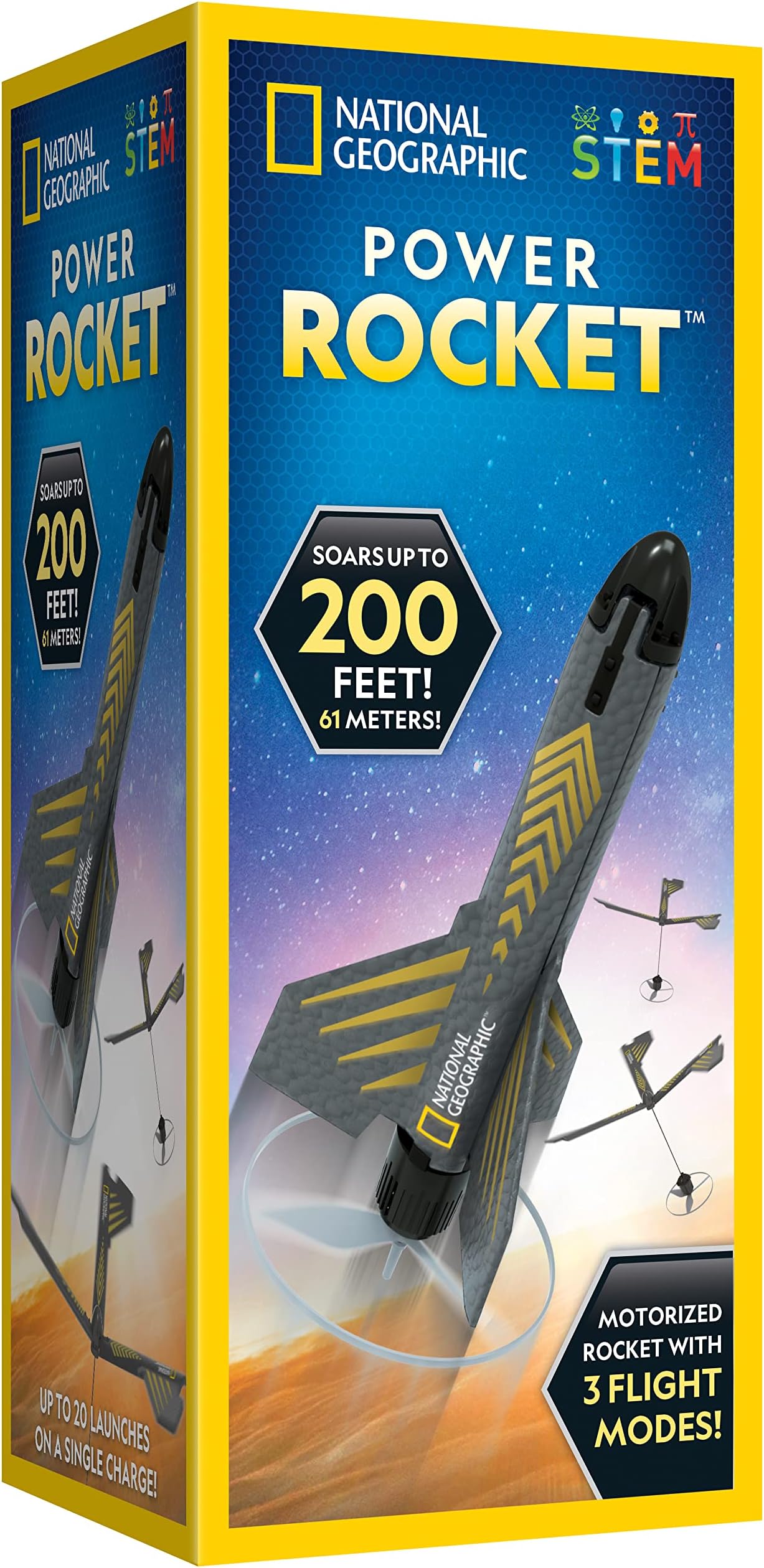 Rocket Launcher for Kids - NATIONAL GEOGRAPHIC - Patent Pending Electric Air Rocket Toys Up to 200 Feet Safe Landing Launcher for Kids Outdoor Toys & Model Rocket Gifts for Boys and Girls Space Toy