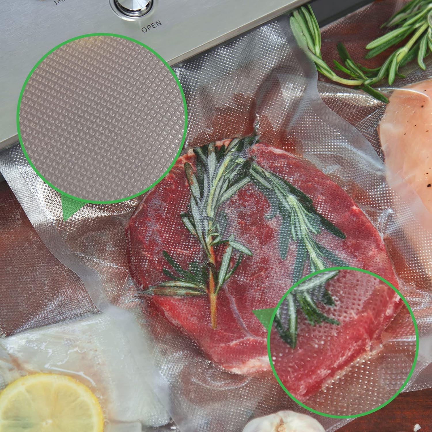 YISH Sacchetti Sottovuoto Alimenti 8 Rotoli：28/20/15/x300 cm Buste Sottovuoto Alimenti per Sous Vide e Macchine Sottovuoto, Rotolo Sottovuoto Alimenti 170µm