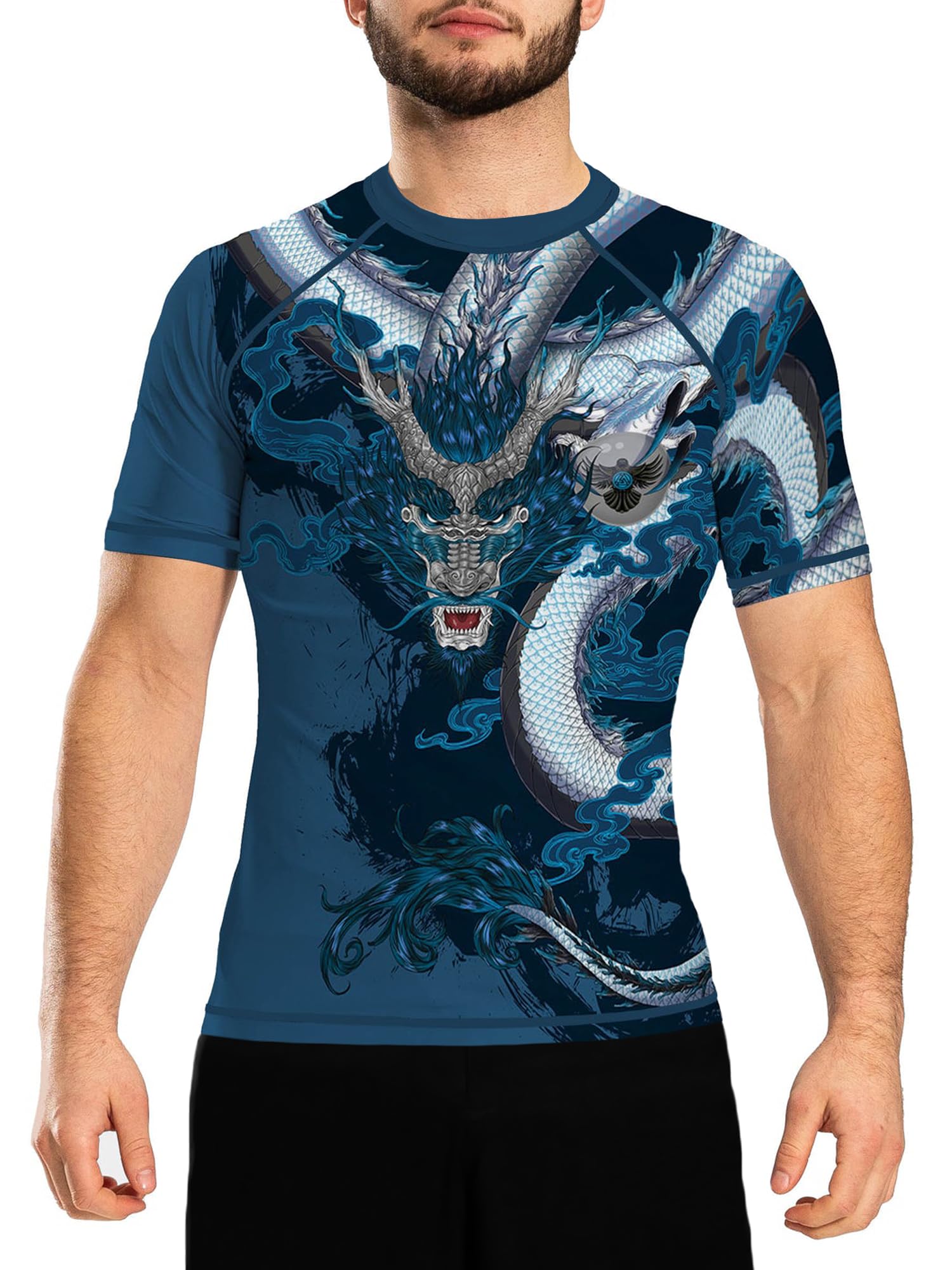Raven Fightwear Year of The Dragon - Camiseta de manga corta para hombre, BJJ, MMA