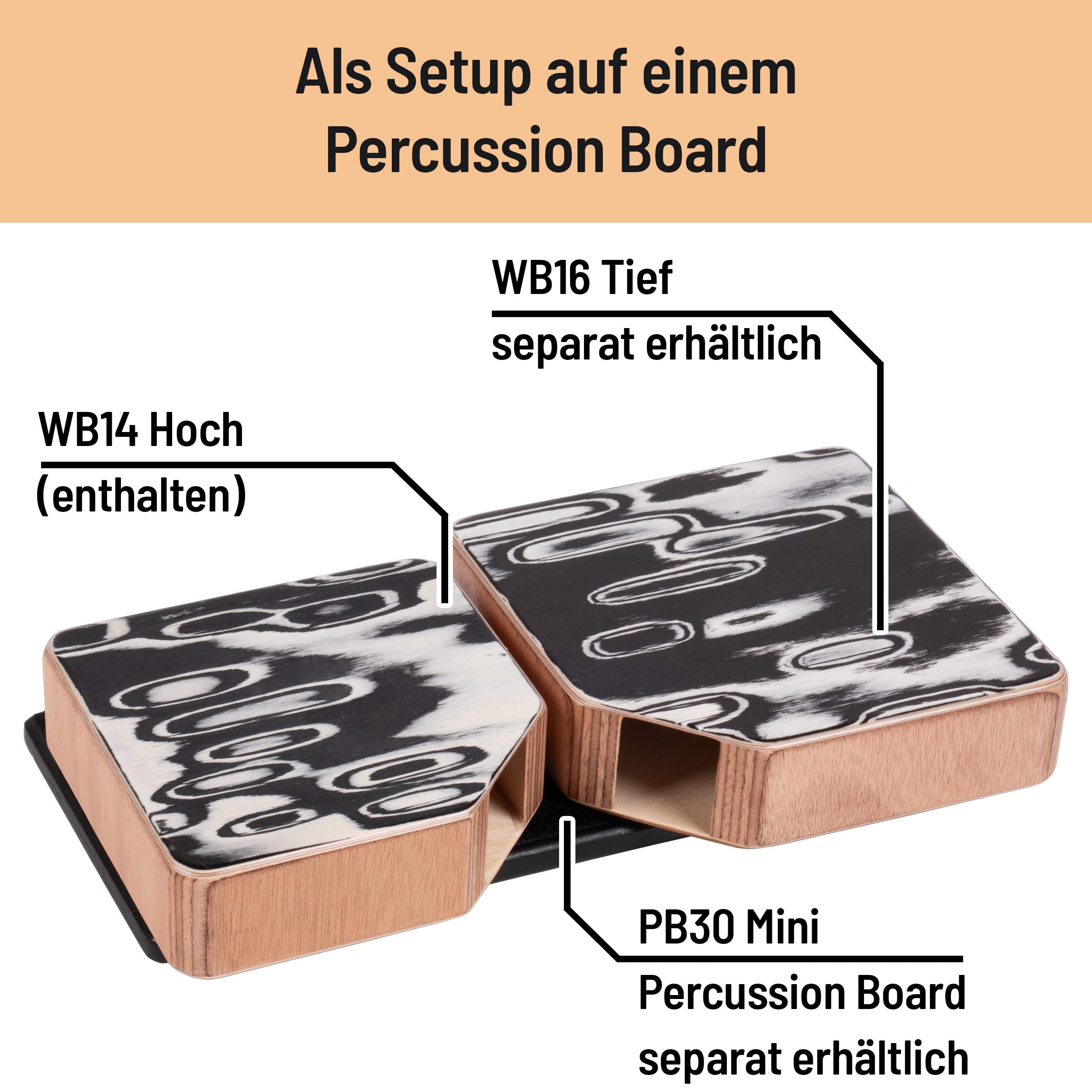 Schlagwerk WB14 Pocket Bongo Alto – Bongo de madera de Gabón ultracompacto – Complemento de cajón – Complemento para batería – Dedo 13,5 × 13,5 × 4 cm – Ideal para percusión, estudio, vivo y calle
