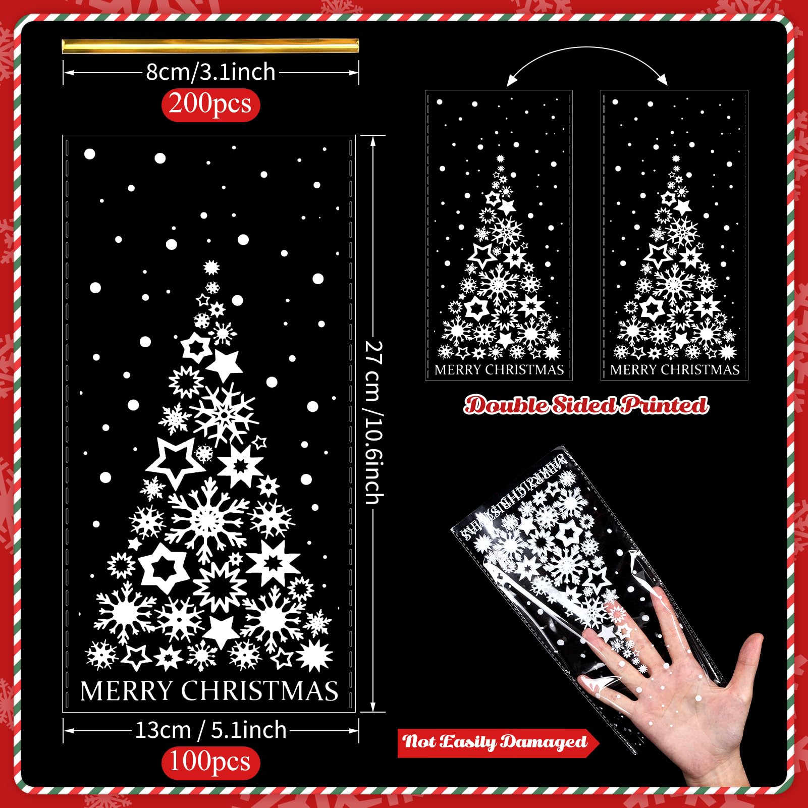 Kiiwah 50pcs Sacchetti per Biscotti Caramelle di Natale