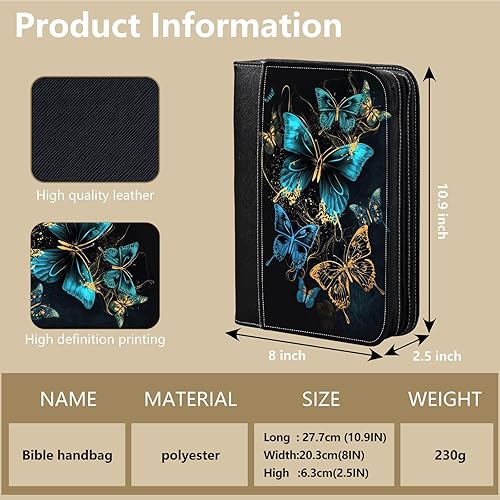 Miniatura 2 de RAUEDWDJS Funda para Biblia o libro, funda de piel sintética para mujeres y niñas, protector de la Biblia con asa y bolsillo con cremallera,