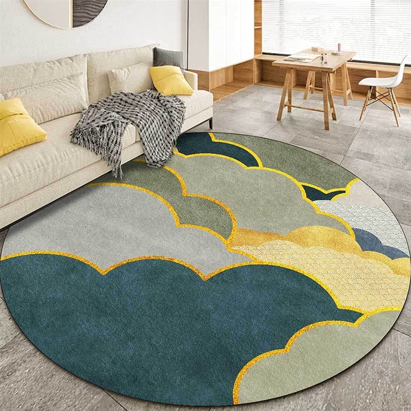 Tapis de sol salon style green art sous table basse en salle de jeux