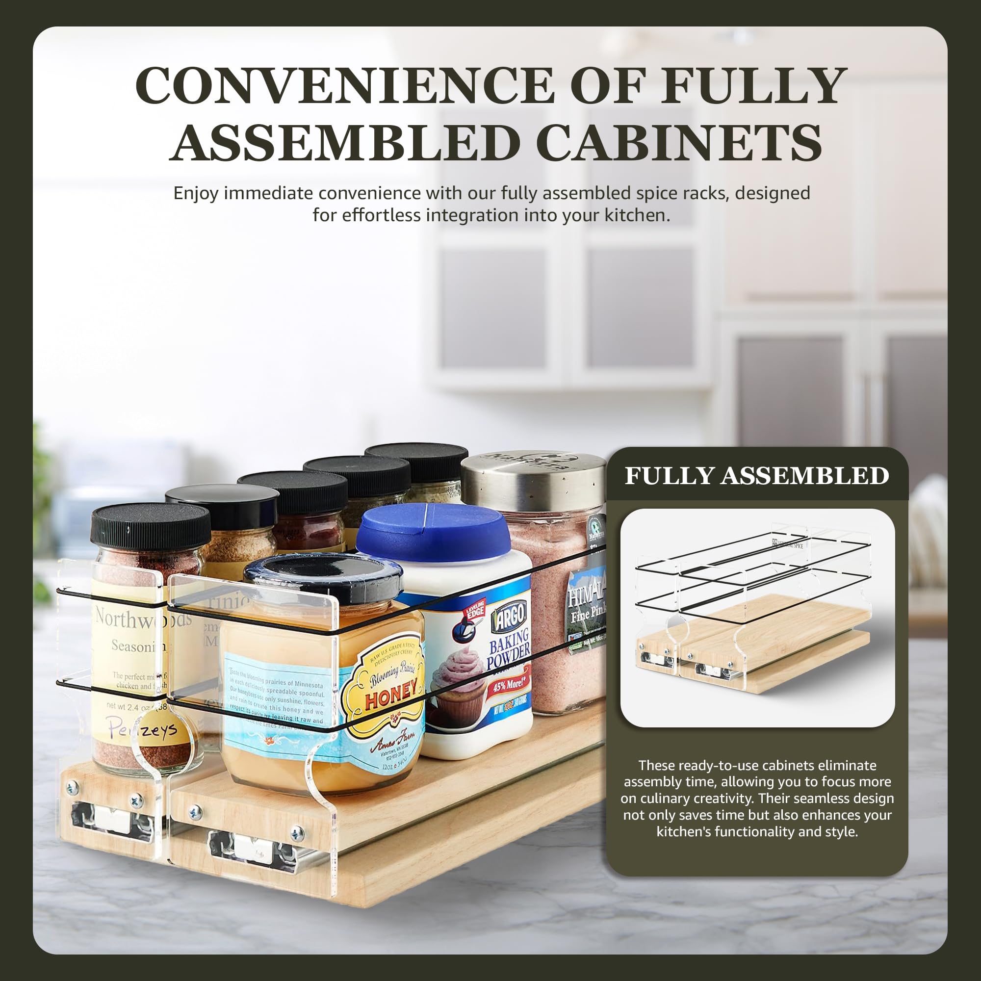 Pull Out Spice Rack Vertical Spice Cabinet Mounted Spice Rack Drawer ...