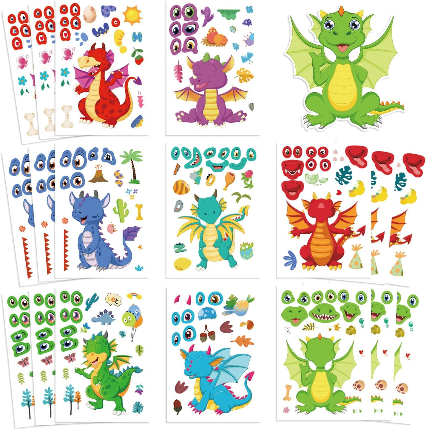 24 Sheets Axolotl Make-a-Face Stickers Mix 'n Match Crafts for Adult Axolotls Party Make Your Own Axolotl Stickers for Party Favors,Birthday Goodie Bag Fillers,Rewards,Collect(Axolotls)