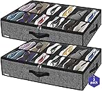 Onlyeasy Sturdy Under Bed Shoe Storage Organizer, Set of 2, Fit 12 to 24 Pairs, Underbed Shoes Closet Storage Solution with Clear Window, Breathable, L29.3