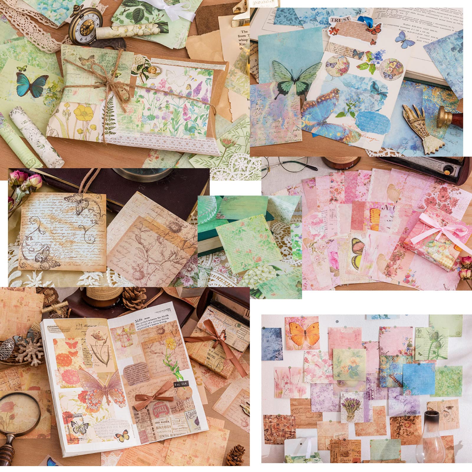 400 szt. Vintage papier do scrapbookingu DIY artykuły do dzienników papier dekoracyjny estetyczne artykuły pa papier do scrapbookingu lub dzienniki dziennik śmieci planery ramki na zdjęcia