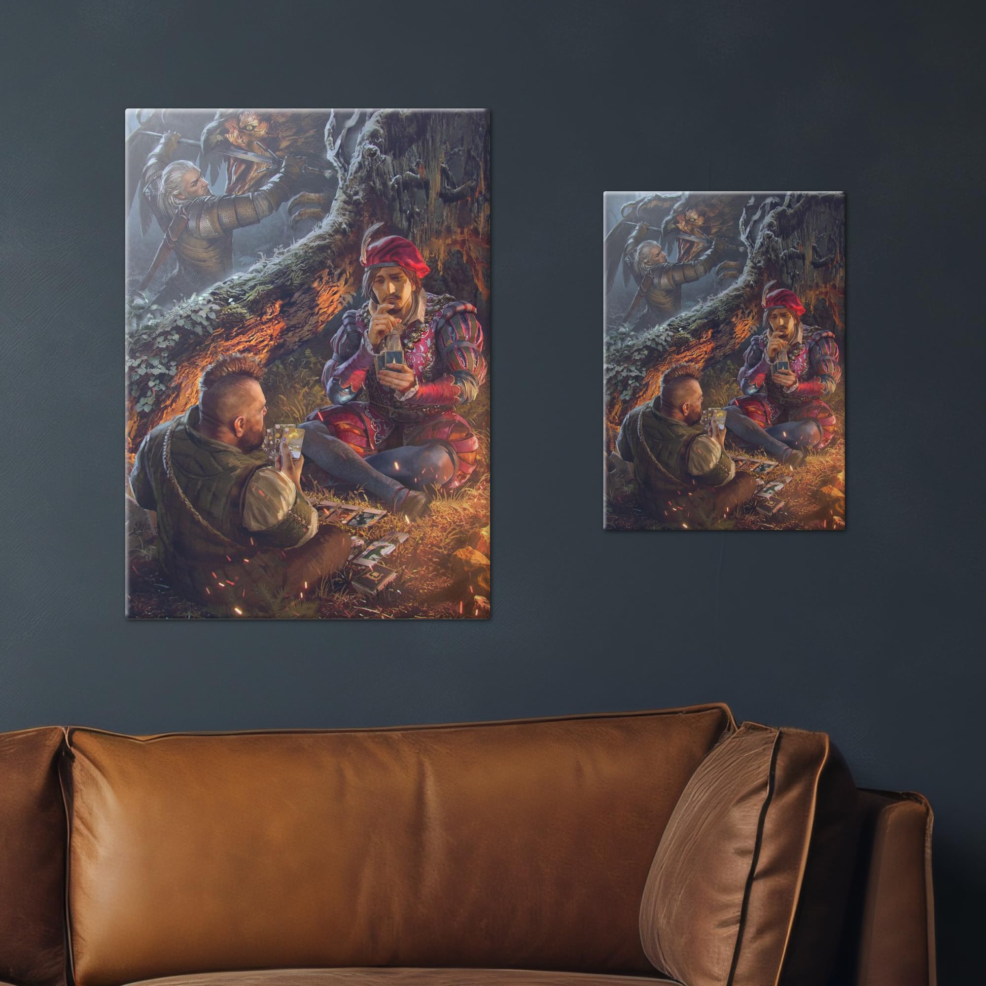 Displate Affiche Métallique The Witcher 3 - Wild Hunt 10th Anniversary - Two Fierce Duels - Salle de jeux Déco Maison Chambre Art Moderne - Cadeau - Decoration Murale Metal Poster 32 cm x 45 cm