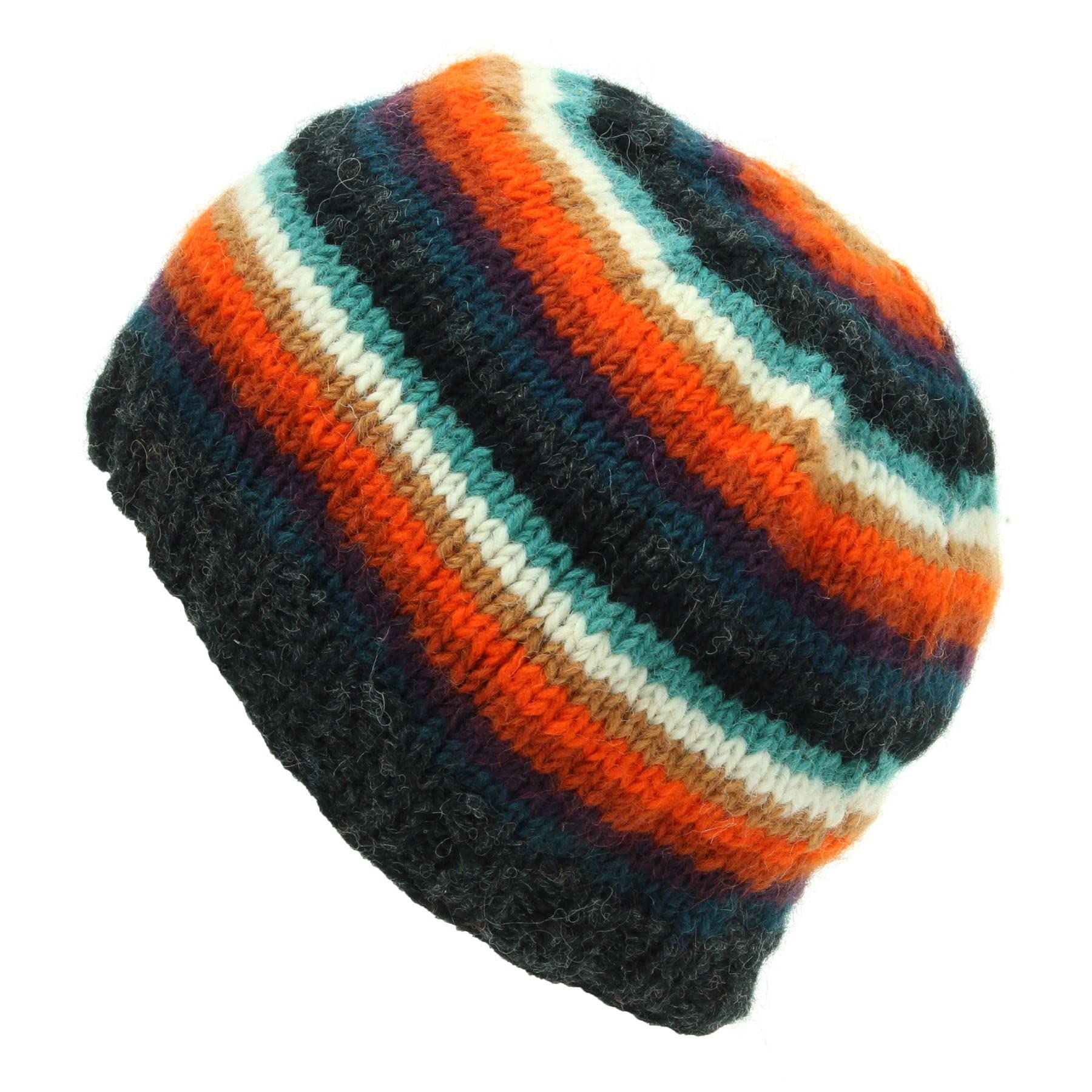 LOUDelephant Hand Knitted Wool Beanie Hat - Stripe Anu