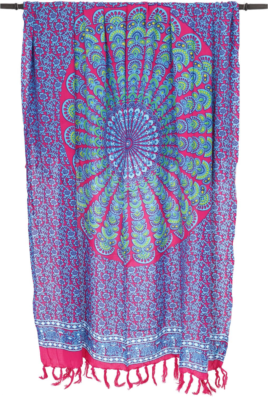 Bali Sarong Pareo Chusta na Ścianę Spódnica do Przewijania Mandala 160 x 115 cm Niebieski Różowy