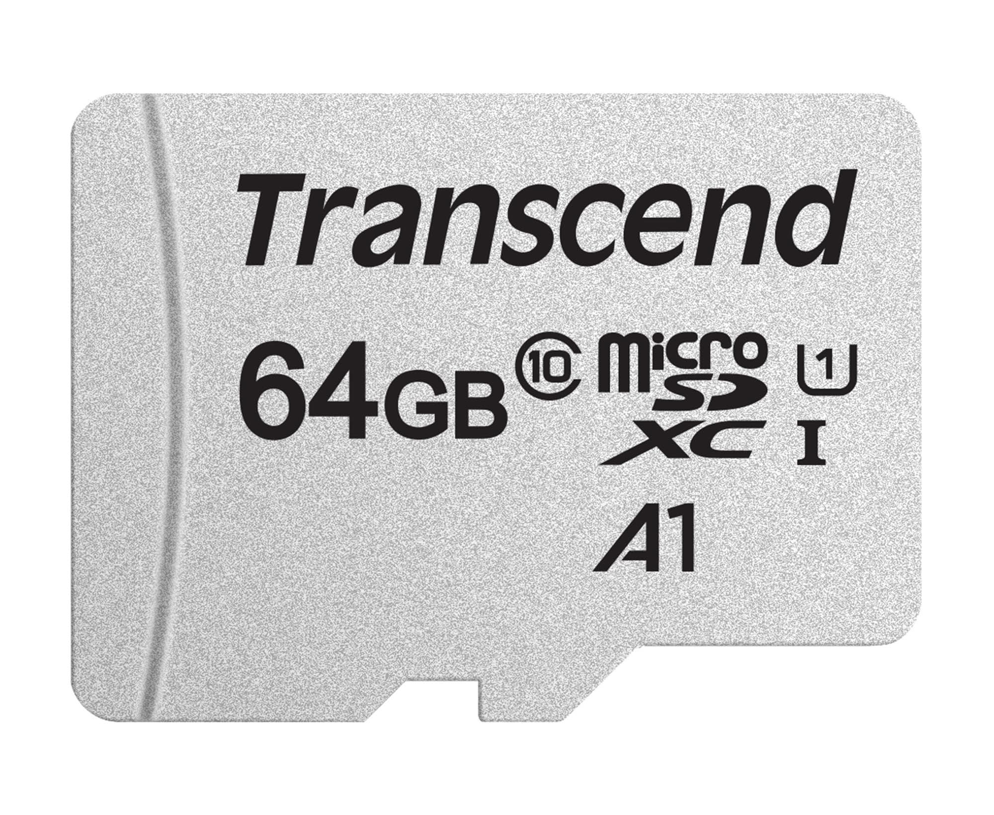 Transcend 64GB MicroSDXC UHS-I Class 10 U1 Memory Card with Adapter (TS64GUSD300S-A)