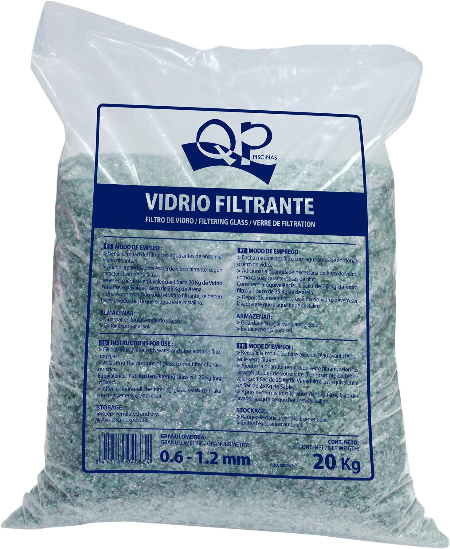QUIMICAMP - Glass Filter for Swimming Pool - 20kg