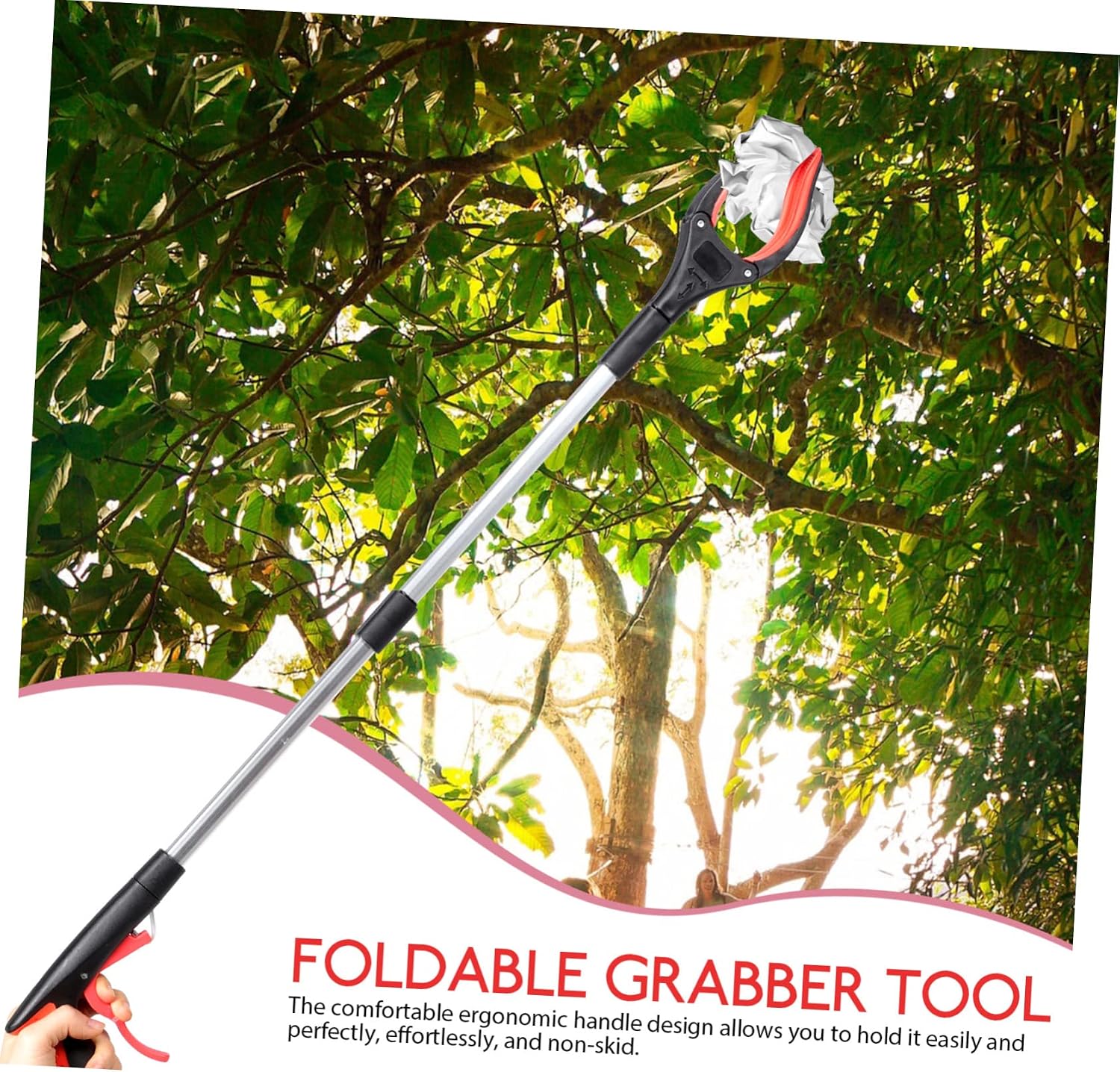 Garbage Grabber Tool Long Reach Folding Trash Picker Reacher Clamp Magnetic Pickup Tool Easy to Use for Home Garden