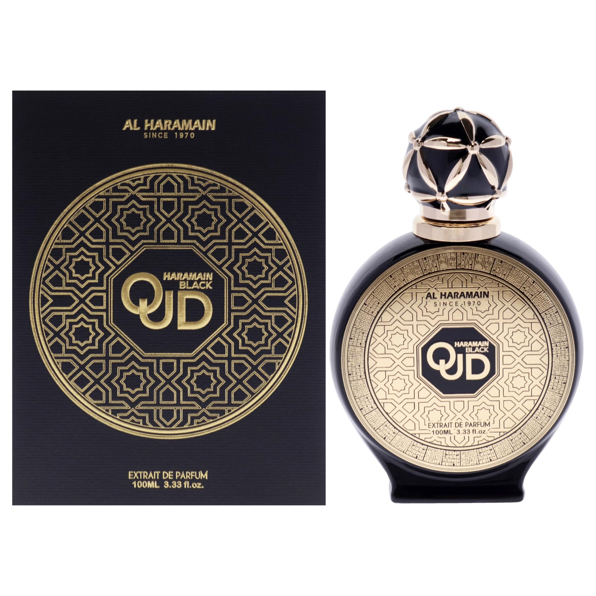 Al Haramain Black Oud 100ml Extrait de Parfum | Luksusowe Arabskie Perfumy Oud dla Kobiet i Mężczyzn | Długotrwały Drzewny i Korzenny Zapach Unisex z Bursztynem i Wanilią
