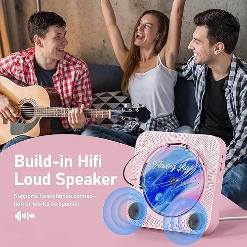 Miniatura 2 de Reproductor de CD portátil con Bluetooth 5.1 Reproductor de CD de escritorio con altavoces de sonido de alta fidelidad, control remoto, cubierta