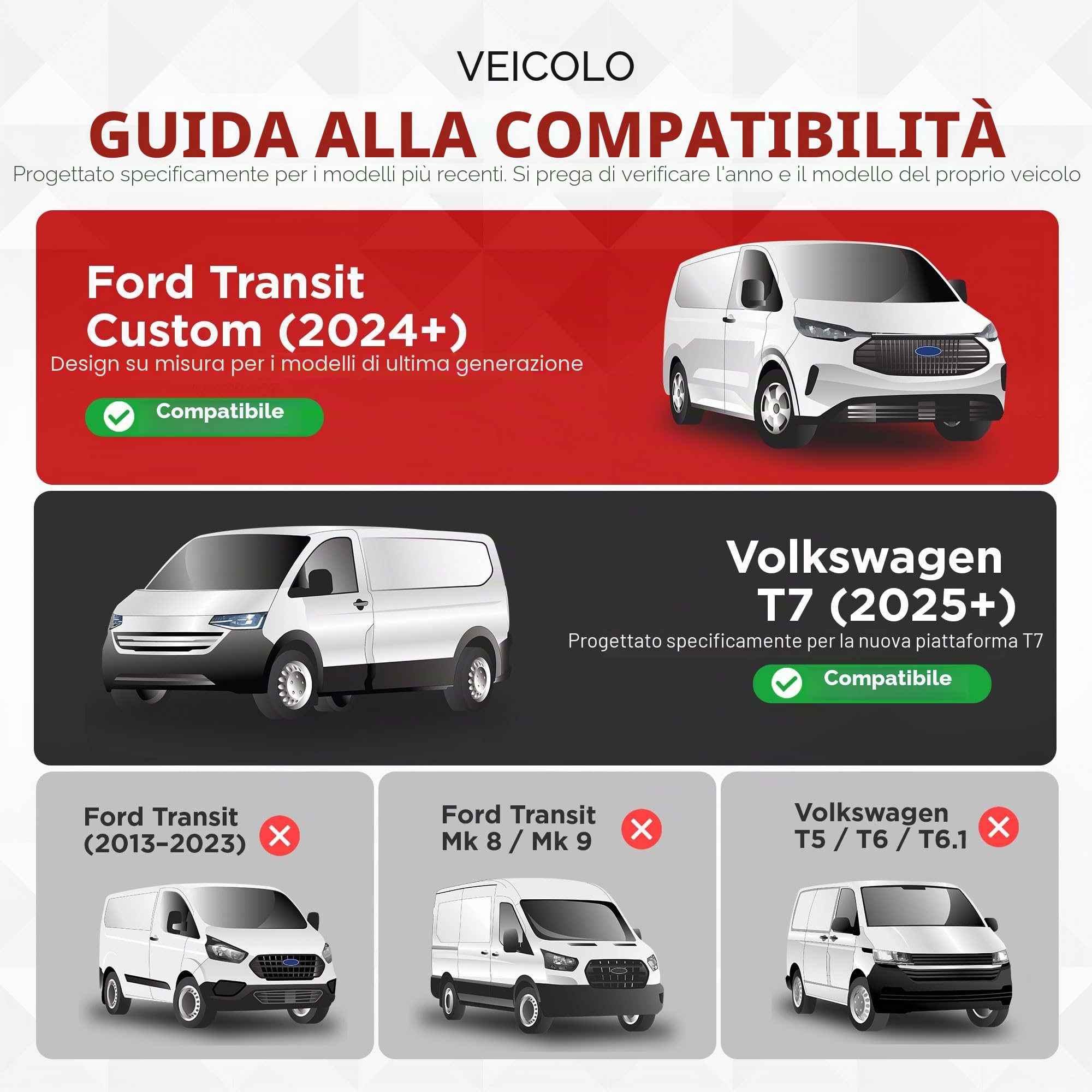 Coprisedili per Ford Transit Custom dal 2024, su misura per guidatore e passeggero doppio, impermeabili, resistenti e durevoli, facilmente montabili
