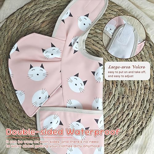 Miniatura 6 de 5 Pack Baby Feeding Bibs with Waterproof Food Catcher - Adjustable, Wipeable & Mess Proof for 0-5 Years