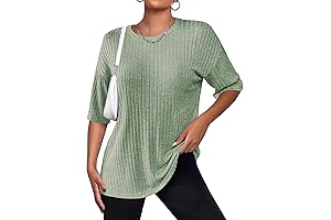 Women's Half Sleeve Oversized Ribbed Casual Tops