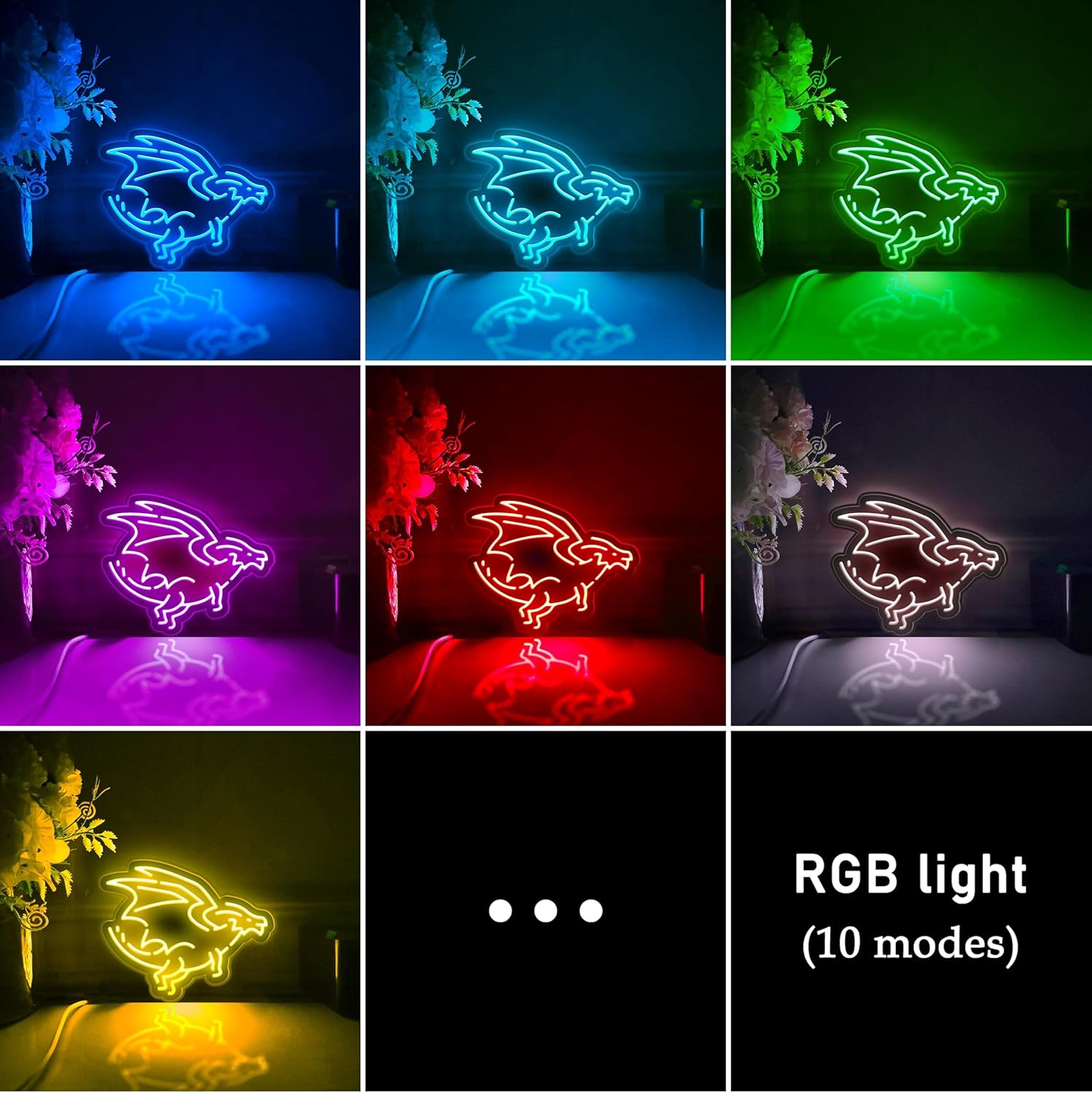 Dragon Led Light Box, Wall Art Decor, Neon-Like RGB Desktop Decorations, Bedroom Decor (RGB Light, Small Size)